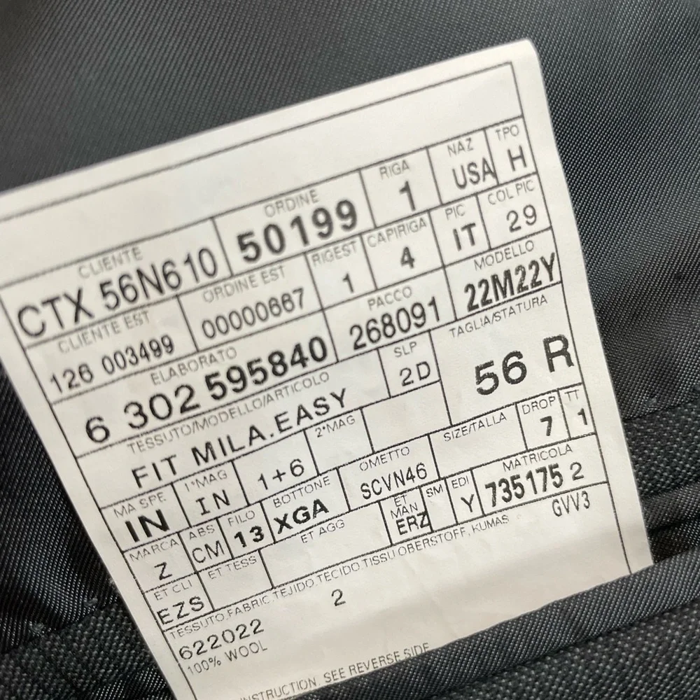 Ermenegildo Zegna Made in Italy‎ Tonal Mini Check Suit Jacket in Charcoal 46 R